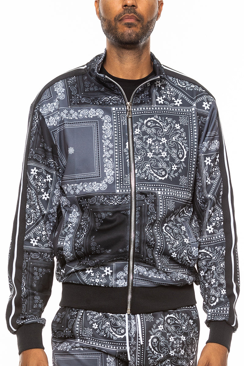 Paisley Bandana All Over Track Jacket - Black