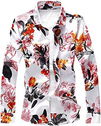 Silk Floral Slim Fit Lapel Button Up Shirt