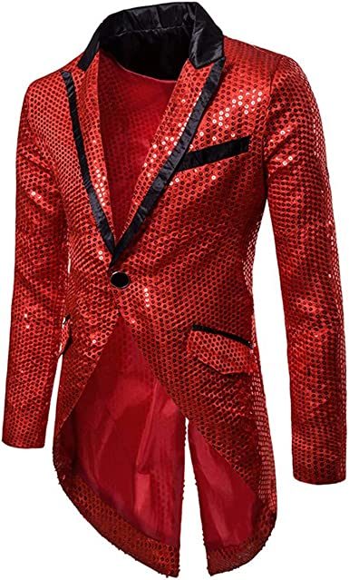 Mens Sequin Blazer Tailcoat Jacket Tuxedo Swallowtail