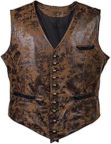 V-Neck Faux Leather Single Breasted Vest