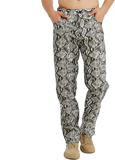 Men's PU Snakeskin Vintage Straight Leg Pants