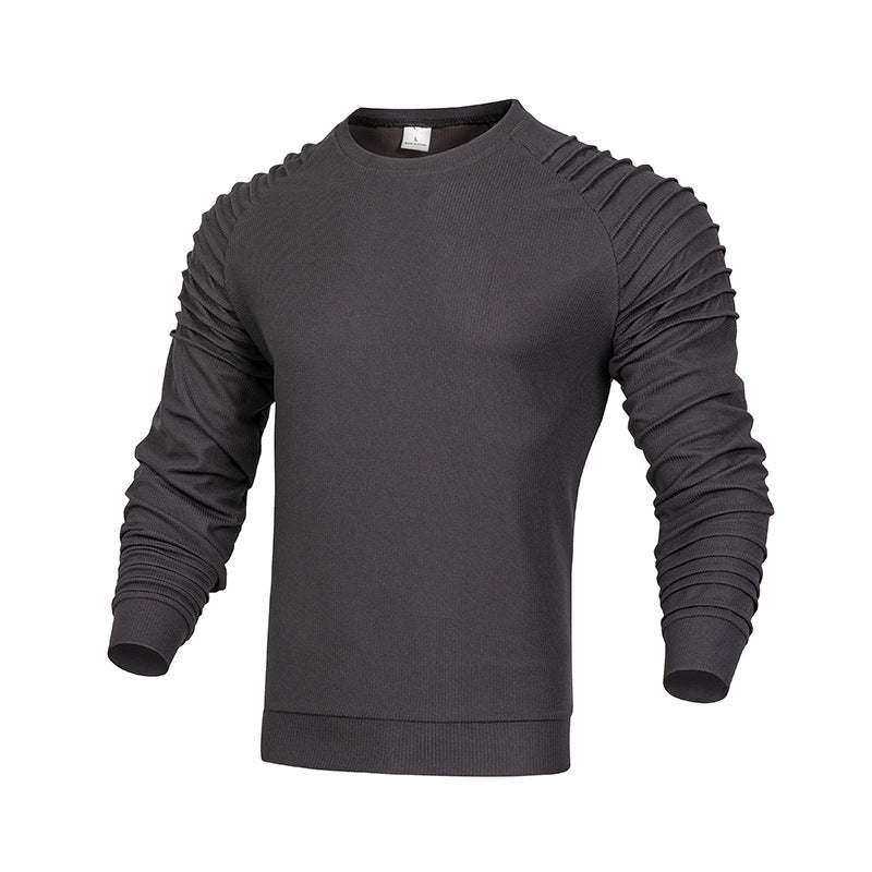 Men's Long-Sleeved Shoulder Pleated Sweater