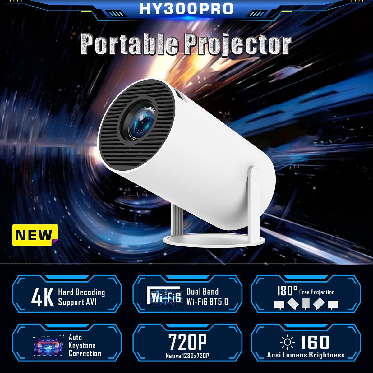 Portable HY300 Pro Projector Home Entertainment Theater