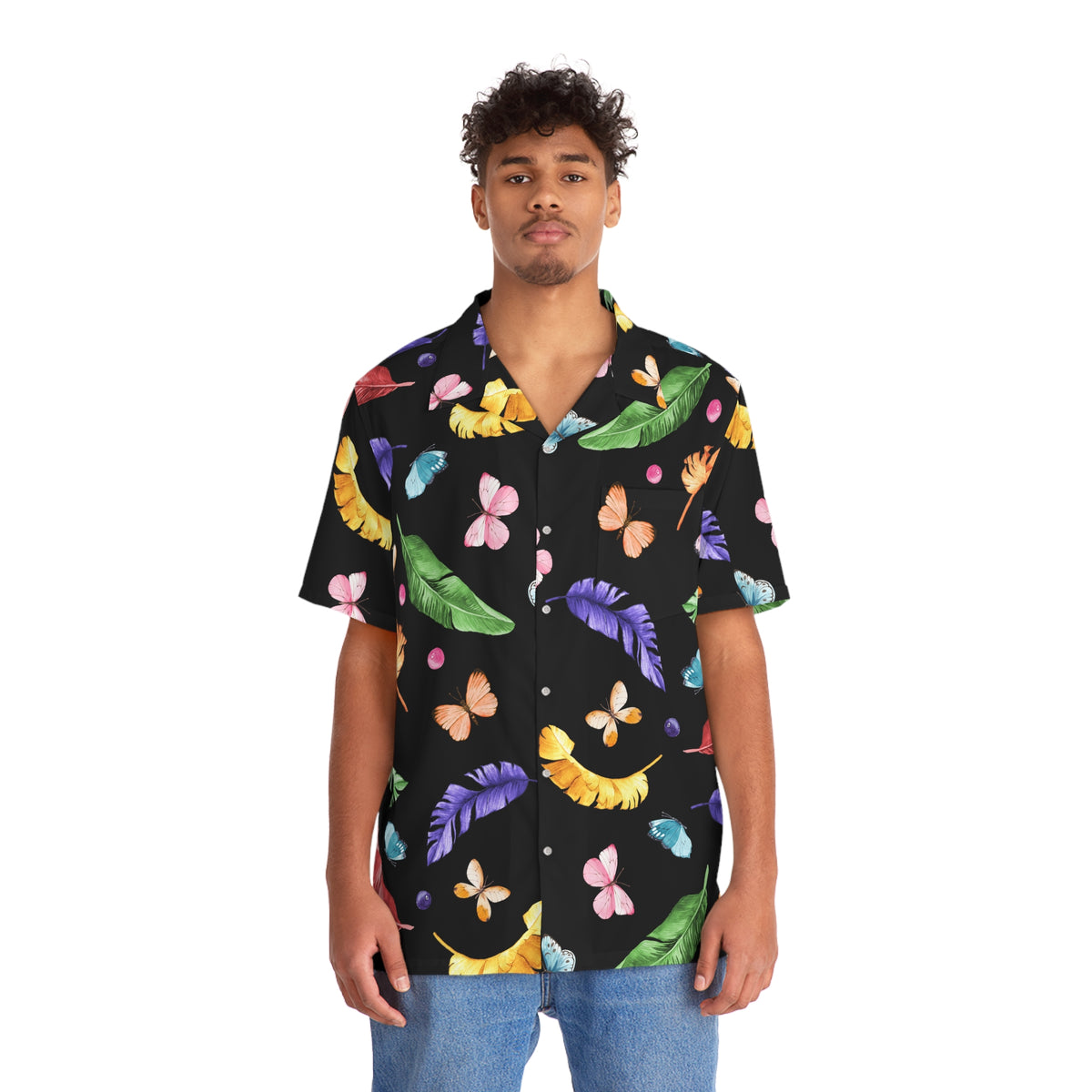 The Tropical Butterfly Button Up - Black