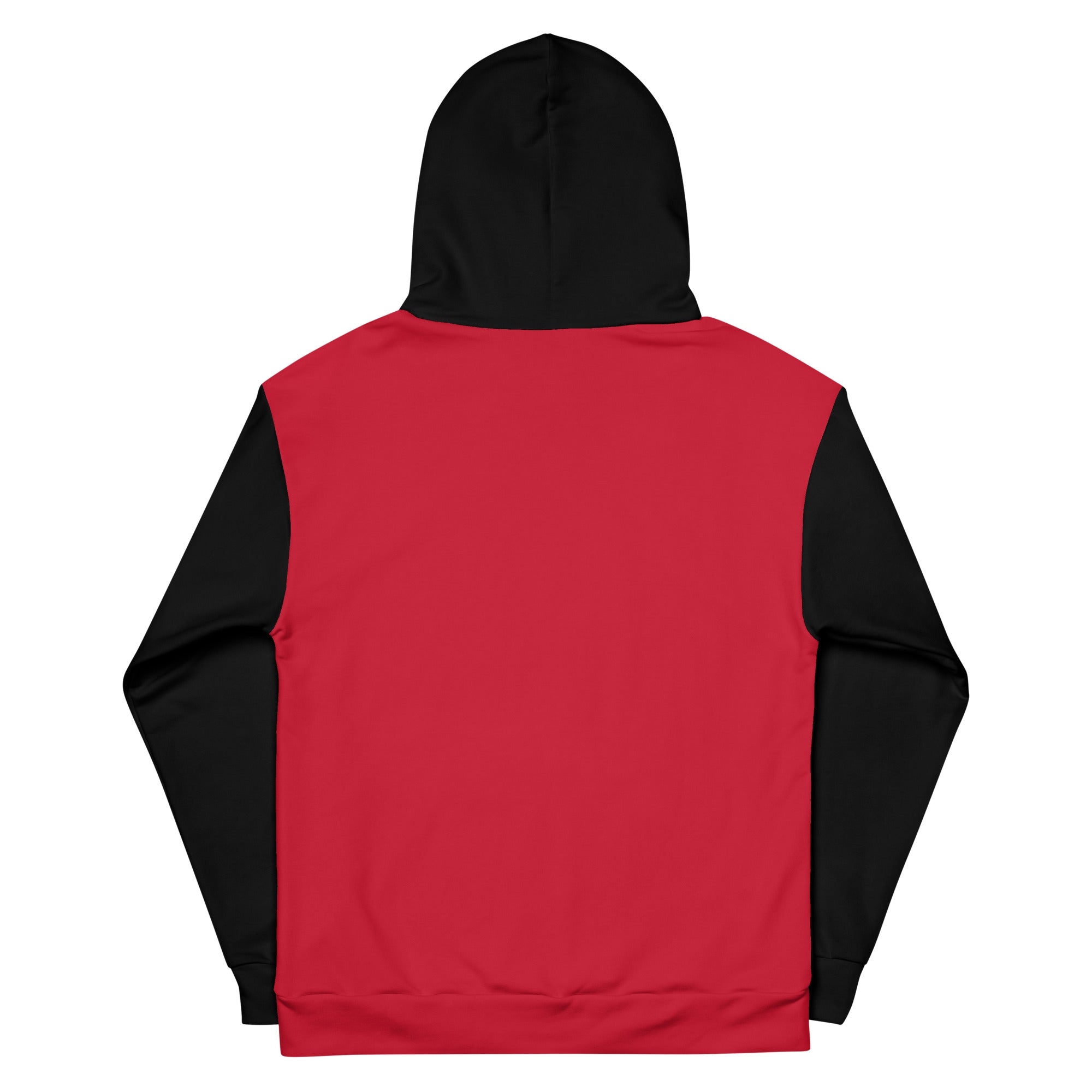 Red color block discount hoodie