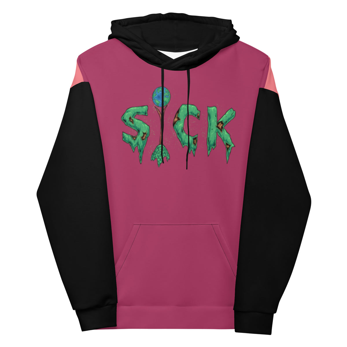 The Sck Wld Tri-Color Block Hoodie - Purple/Pink/Blk