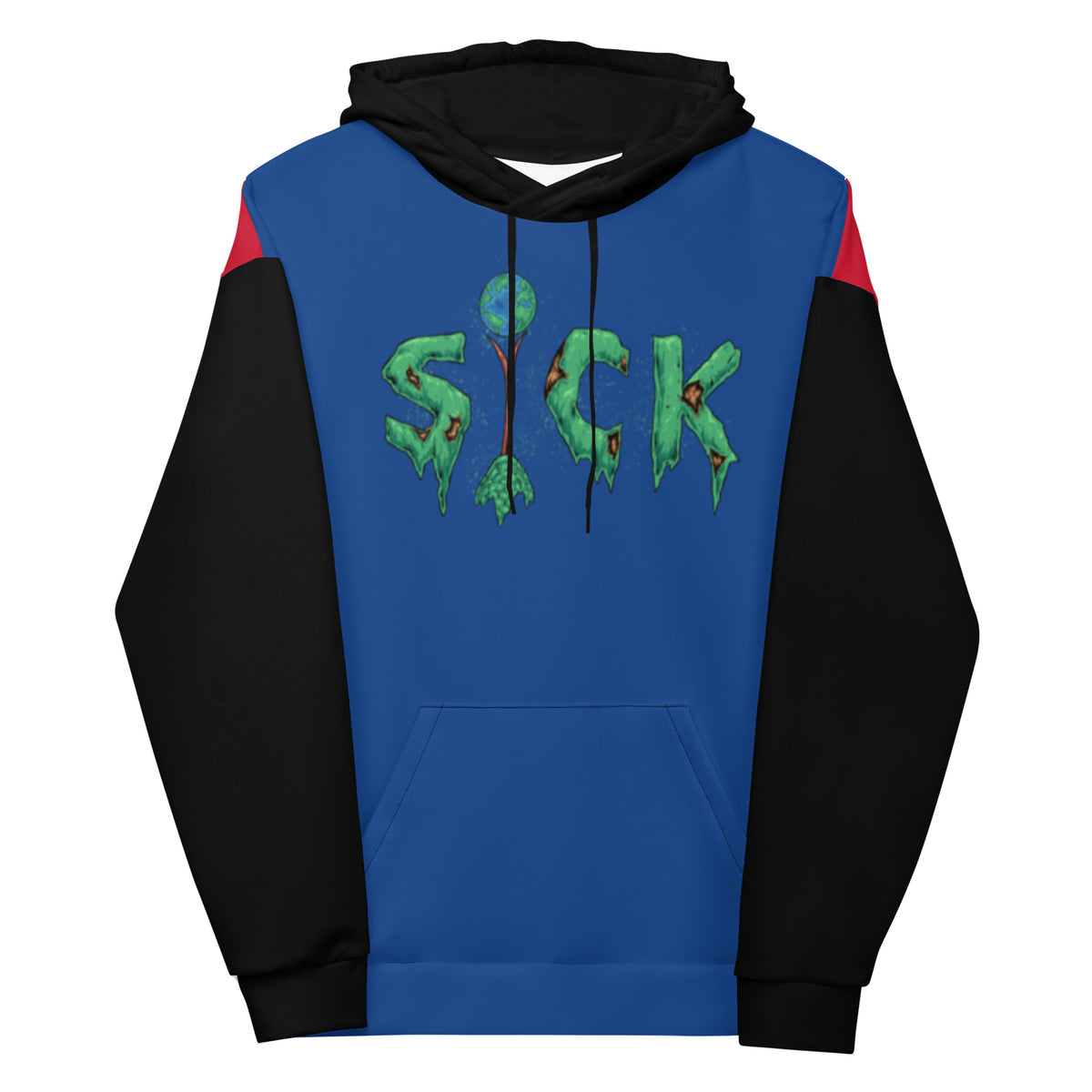 The Sck Wld Tri-Color Block Hoodie - Blue/Red/Blk