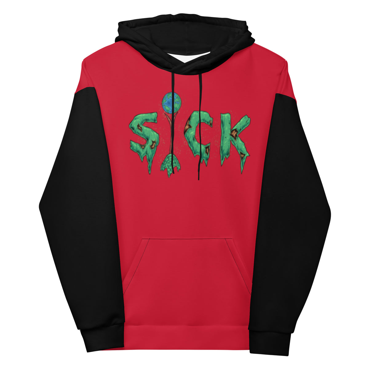 The Sck Wld Two-Tone Hoodie - Red/Blk